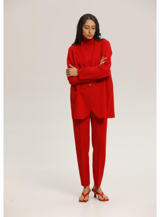 Red Wool Pants With Pockets