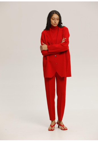 Штани з вовни з кишенями червоні