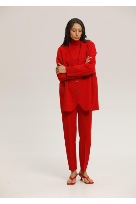 Брюки из шерсти с карманами красные