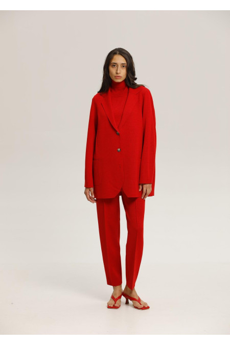 Брюки из шерсти с карманами красные
