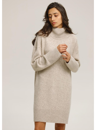 Beige Voluminous Sweater Dress