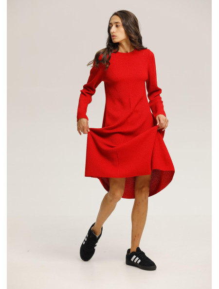 Текстурна сукня з розкльошеною спідницею червона