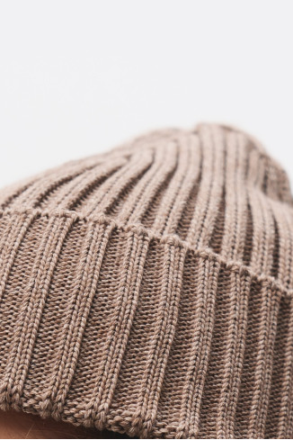 Beige Ribbed Beanie