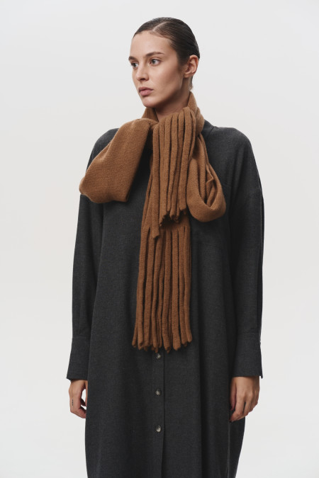 Soft Camel Fringed Scarf