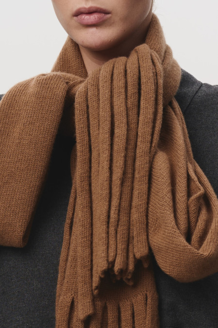 Soft Camel Fringed Scarf