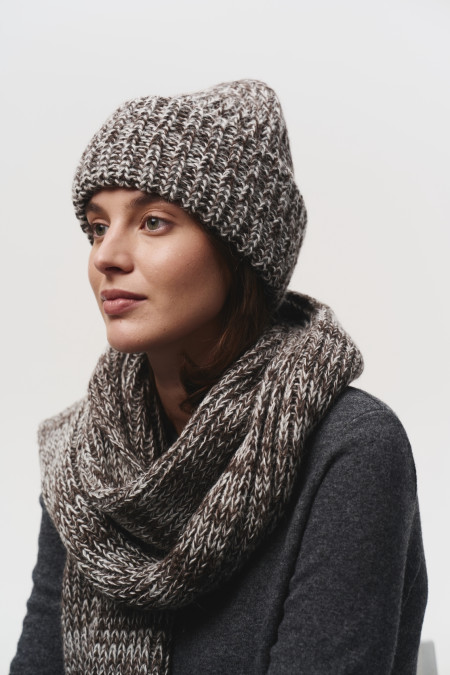 Шарф з мохеру коричневий меланж