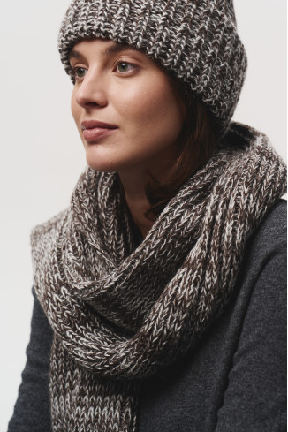 Шарф из мохера коричневый меланж