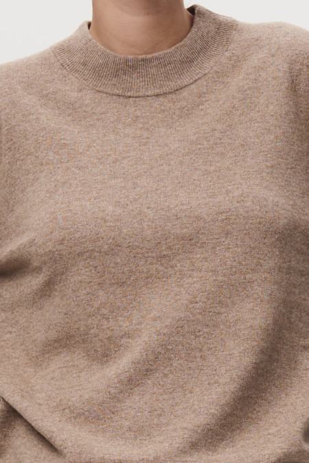 Джемпер из шерсти ягнят свободного силуэта темно-бежевый