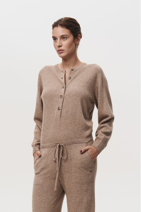 Трикотажний комбінезон темно-бежевий