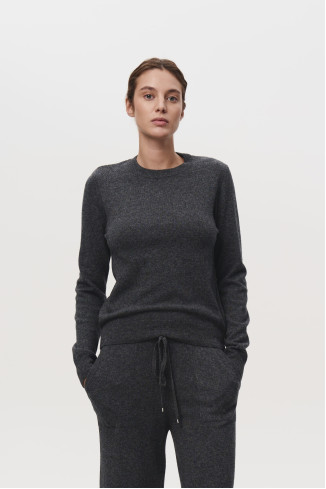 Базовый джемпер из шерсти ягнят темно-серый