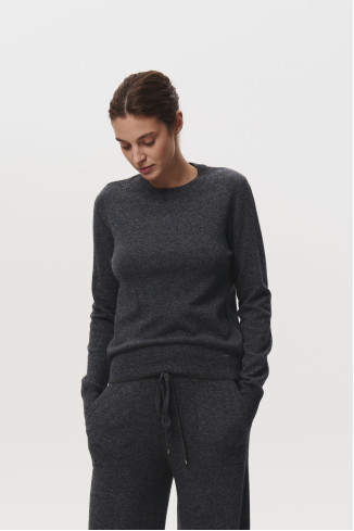Базовый джемпер из шерсти ягнят темно-серый