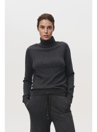 Basic Dark Grey Lambswool Turtleneck 