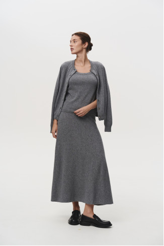 Long Gray Lambswool Skirt