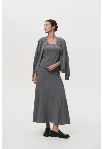 Довга спідниця з вовни ягнят сіра