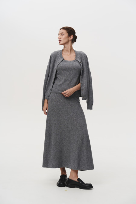 Длинная юбка из шерсти ягнят серая