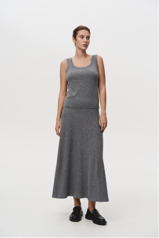 Long Gray Lambswool Skirt