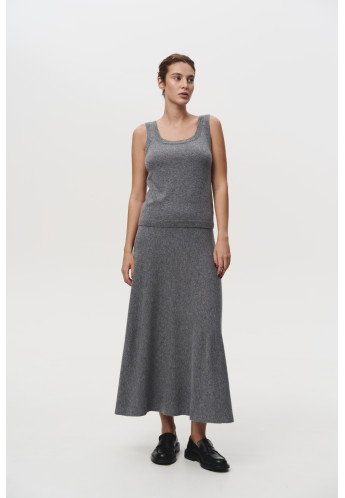 Довга спідниця з вовни ягнят сіра