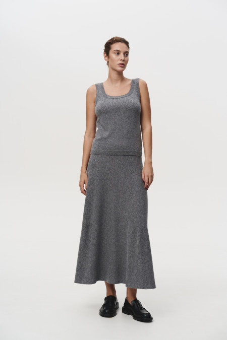Длинная юбка из шерсти ягнят серая