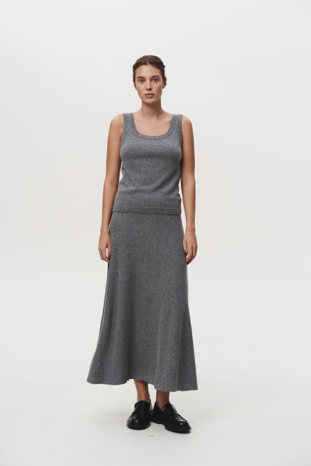Длинная юбка из шерсти ягнят серая