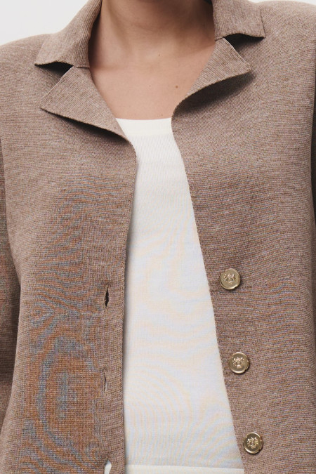 Піджак з вовни мериноса приталеного силуету темно-бежевий