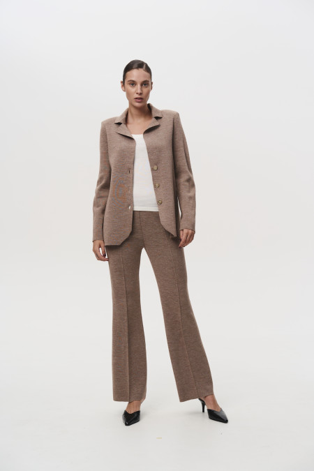 Піджак з вовни мериноса приталеного силуету темно-бежевий