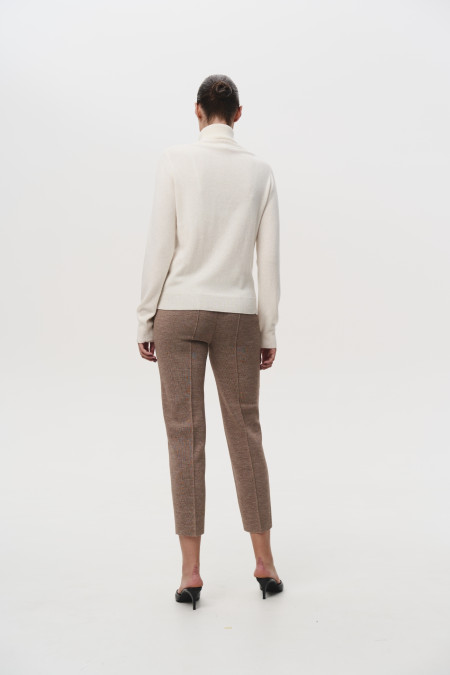 Брюки из шерсти мериноса темно-бежевые