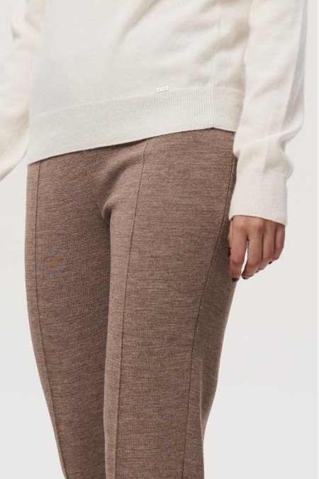 Брюки из шерсти мериноса темно-бежевые