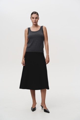 Юбка из шерсти мериноса черная