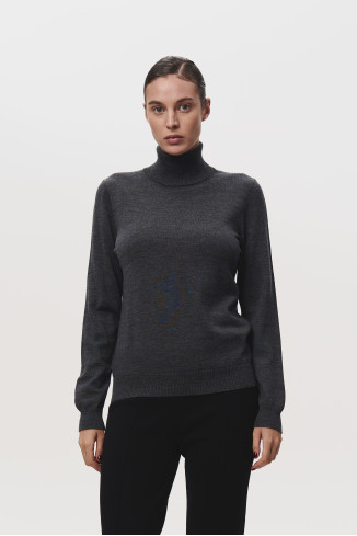 Гольф из 100% шерсти мериноса темно-серый