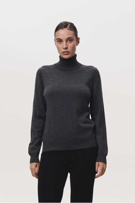 Гольф зі 100% вовни мериноса темно-сірий