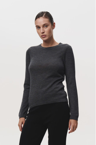 Джемпер из 100% шерсти мериноса темно-серый