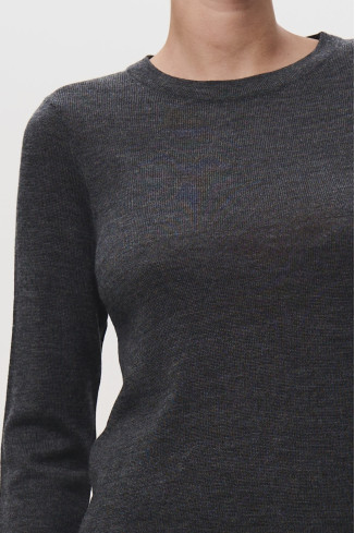 Джемпер из 100% шерсти мериноса темно-серый