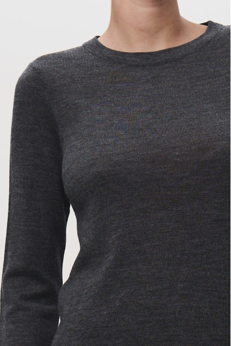 Джемпер из 100% шерсти мериноса темно-серый