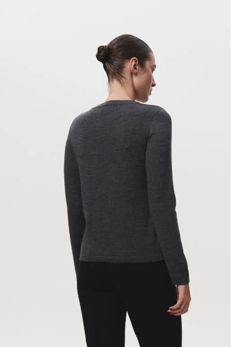 Джемпер из 100% шерсти мериноса темно-серый