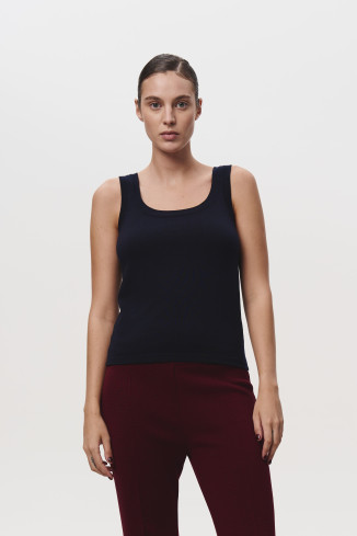 Топ из 100% шерсти мериноса темно-синий