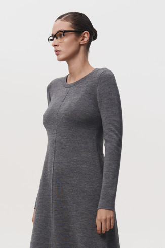 Платье А-силуэта из шерсти мериноса серое