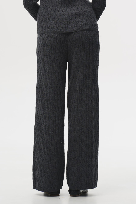 Штани у коси зі 100% вовни мериноса темно-сірі