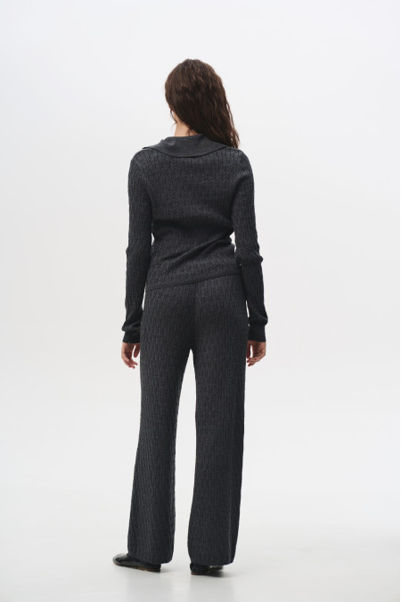 Штани у коси зі 100% вовни мериноса темно-сірі