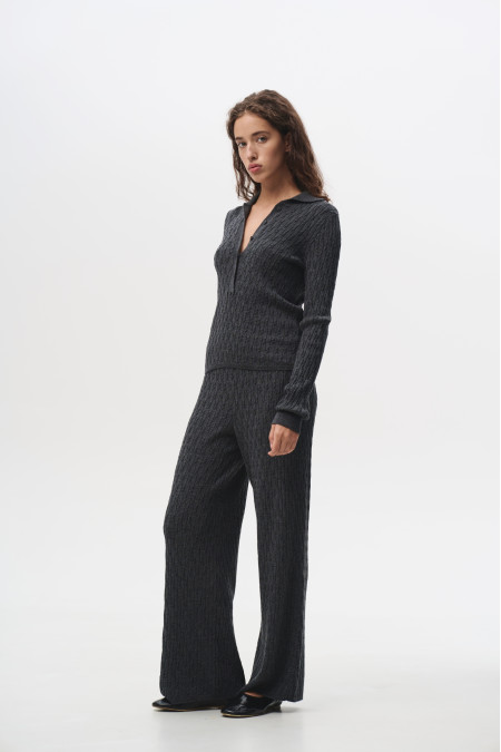 Штани у коси зі 100% вовни мериноса темно-сірі