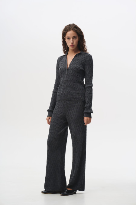 Штани у коси зі 100% вовни мериноса темно-сірі