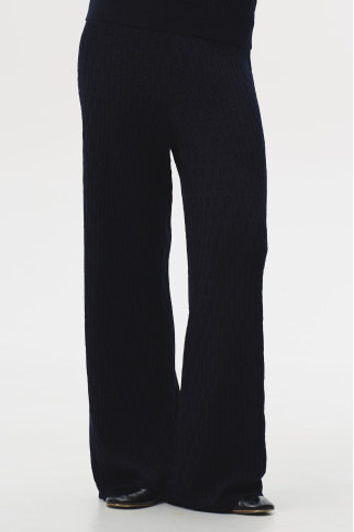 Брюки в косы из 100% шерсти мериноса темно-синие