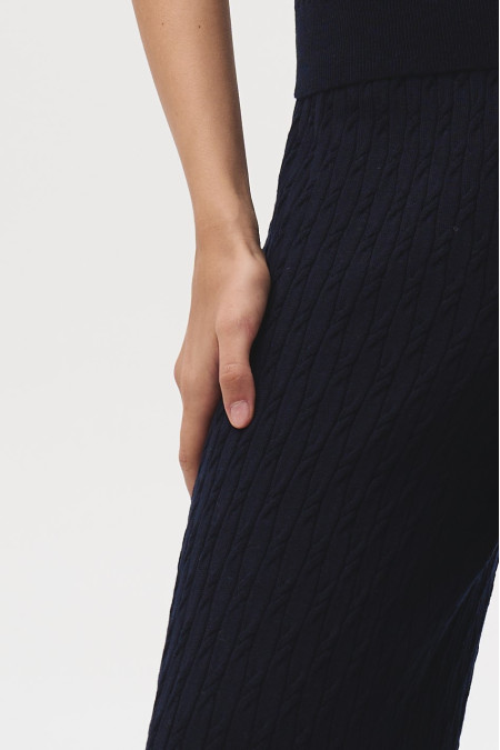 Штани у коси зі 100% вовни мериноса темно-сині