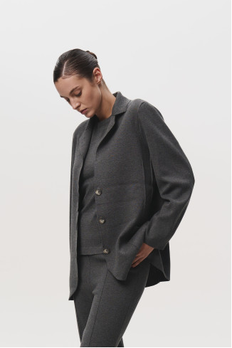 Grey Straight Knit Blazer