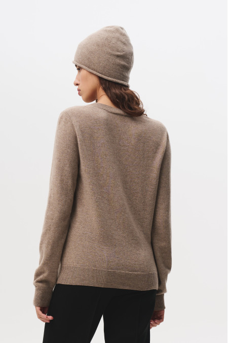 Beige 100% Cashmere V-neck Jumper