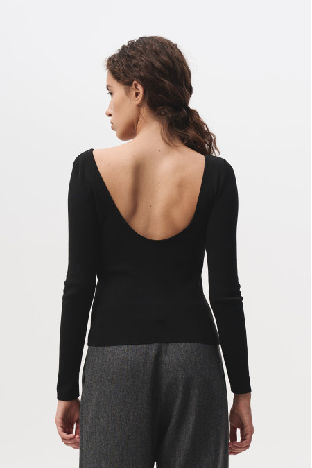 Джемпер з вирізом на спині чорний Джемпер з вирізом на спині чорний