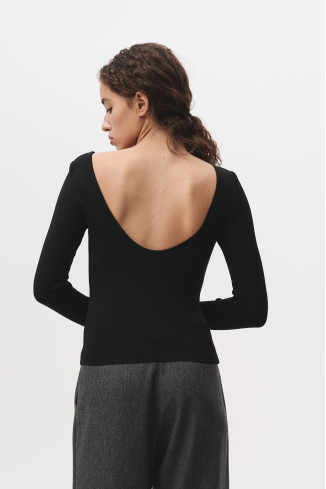 Джемпер з вирізом на спині чорний