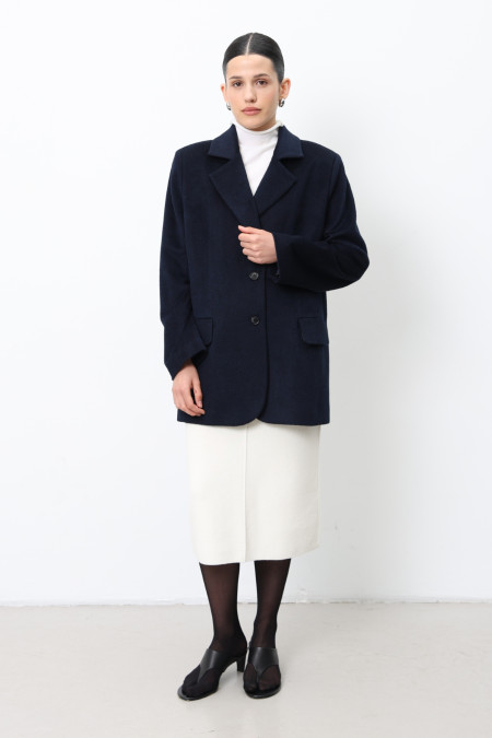 Полупальто из шерсти синее