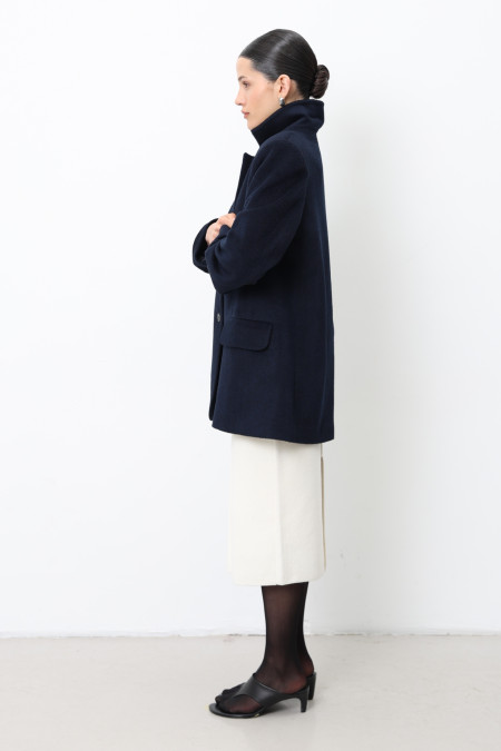 Полупальто из шерсти синее