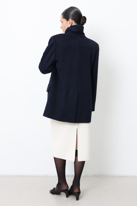 Полупальто из шерсти синее