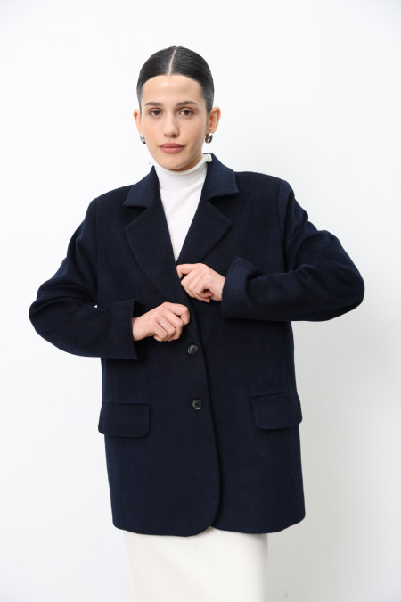 Полупальто из шерсти синее